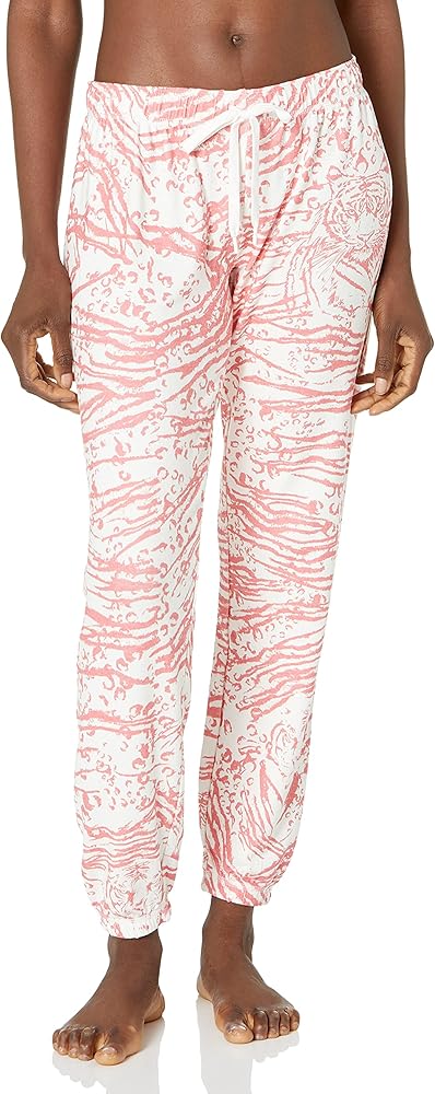 PJ Salvage Women's Loungewear Tiger Beats Banded Pant, Ivory, L