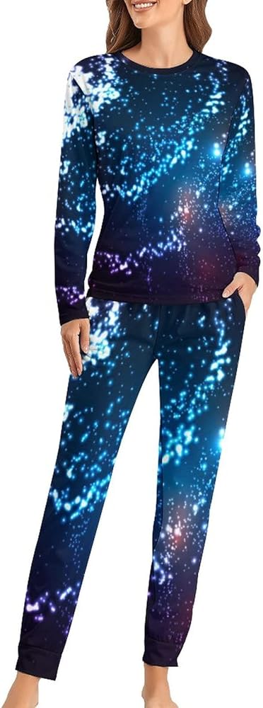 Abstraction Space Galaxy Casual Pajamas For Women Set Long Sleeve Sleepwear Nightwear Loungewear