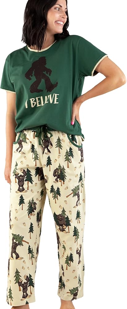 Lazy One Women's Pajama Set, Short Sleeves with Cute Prints, Relaxed Fit