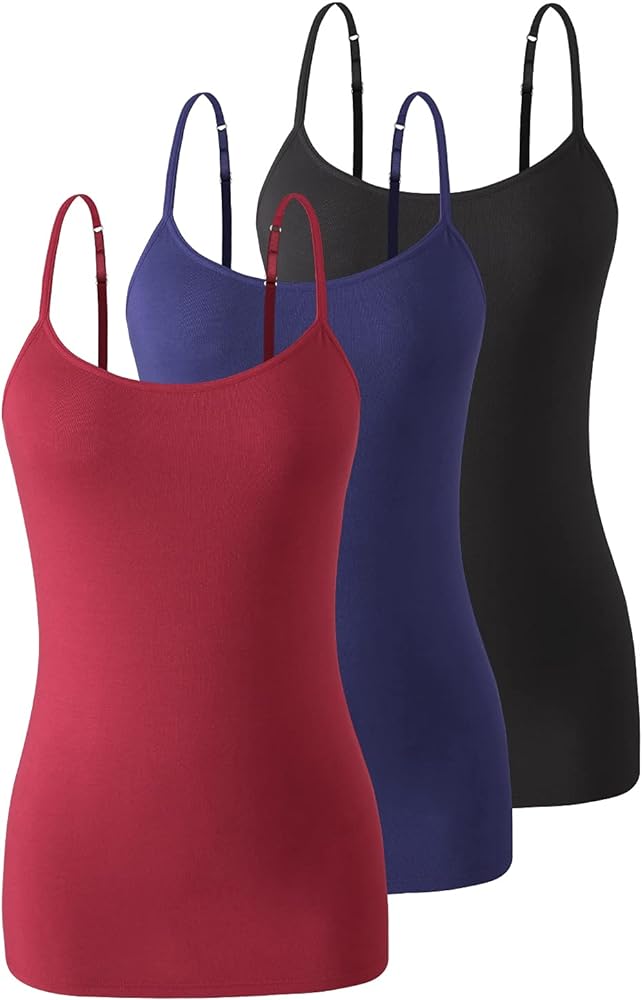 Air Curvey 2＆3 Piece Womens Camisole with Shelf Bra Cotton Undershirts Camis Adjustable Spaghetti Strap Tank Tops