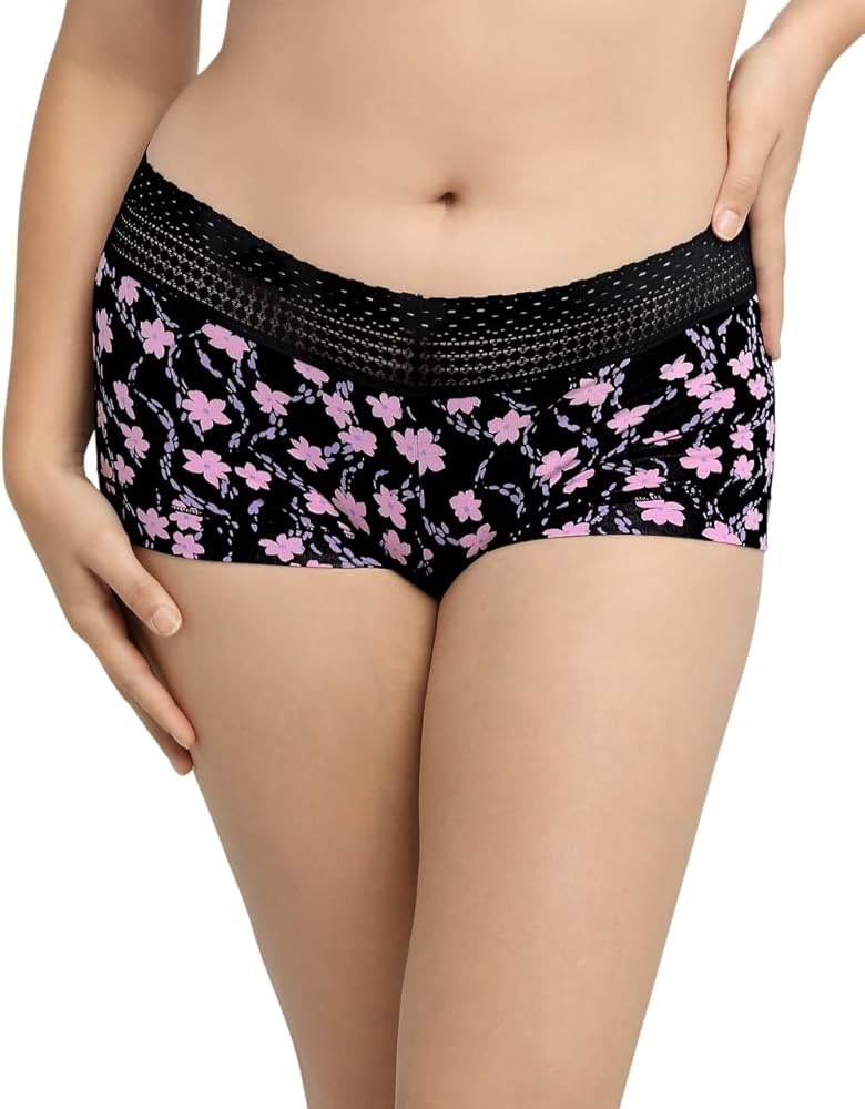 Maidenform Womens Cotton Boyshort With Lace 3 Pack