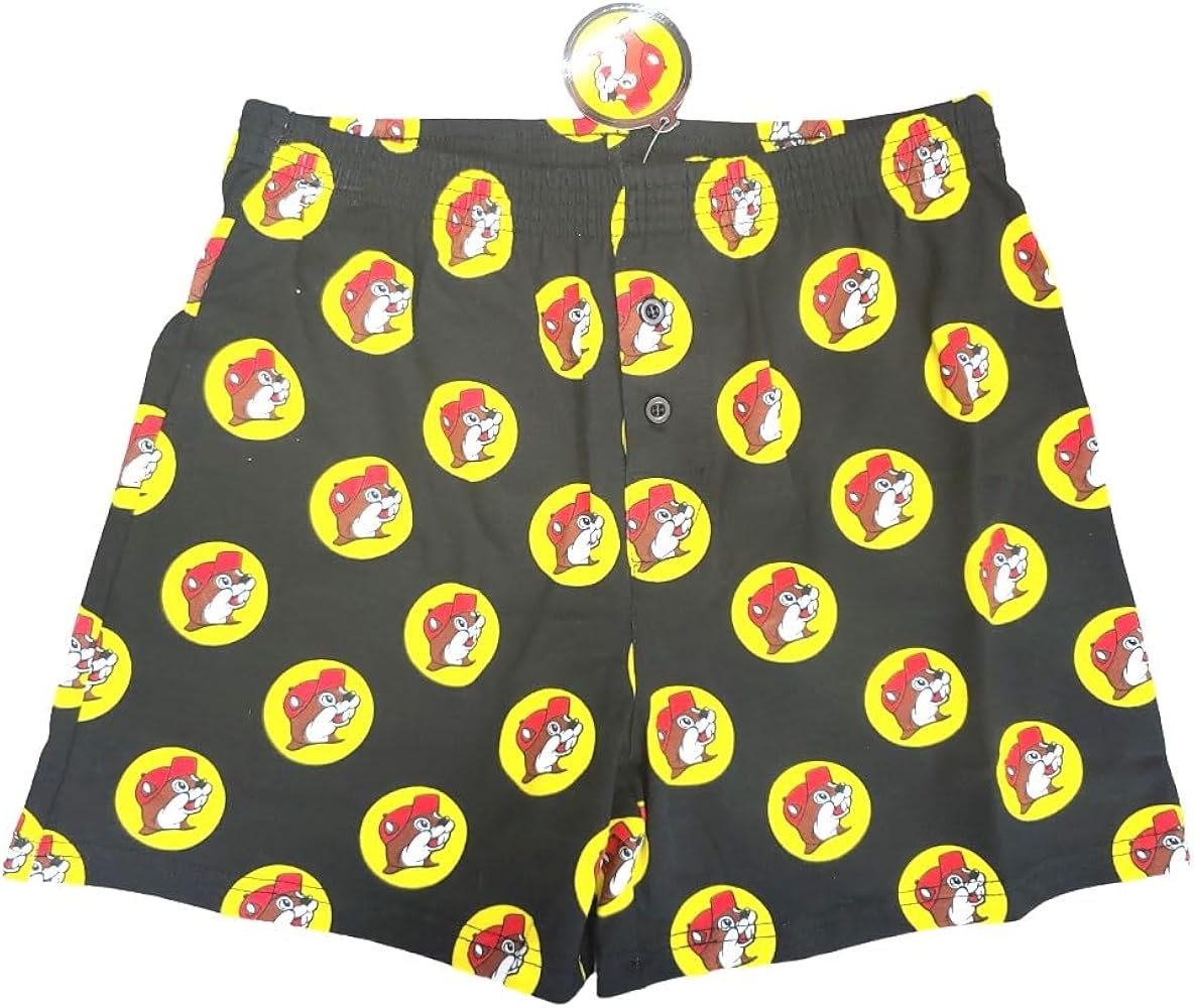 Buc-ee's Black Printed Pajama Boxers Sleepwear Shorts for Adults, Men and Women - Beaver - Unisex