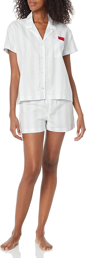 HUGO Women's Stripe Button Down Pajama Short Set