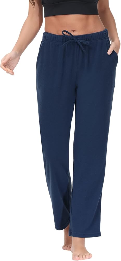 COZZIPLUS Women Fleece Pants, Lightweight Polar Fleece Lounge Sweatpants for Women, Straight Leg Pajama Pants with Pockets