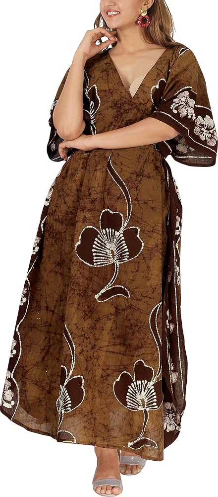 LA LEELA Women's Kaftan Long Boho Loose Dress