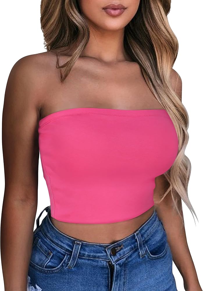 Summer Tube Tops Basic Crop Tops for Women Strapless Tank Casual Tunics Sexy Short Shirts