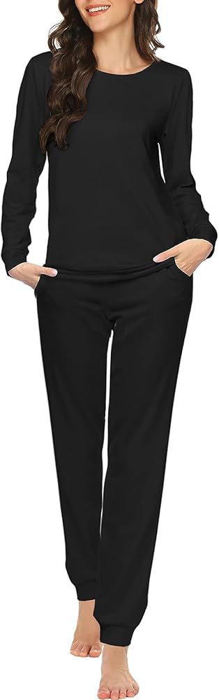 Ekouaer Pajama Sets Long Sleeve Jogger Sets 2 Piece Lounge Sets PJ Sets Sleepwear Loungewear for Women