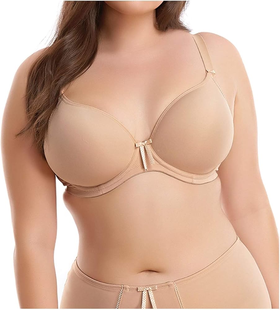 Elomi Bijou Molded Plunge Underwire Bra (8722),42GG,Sand