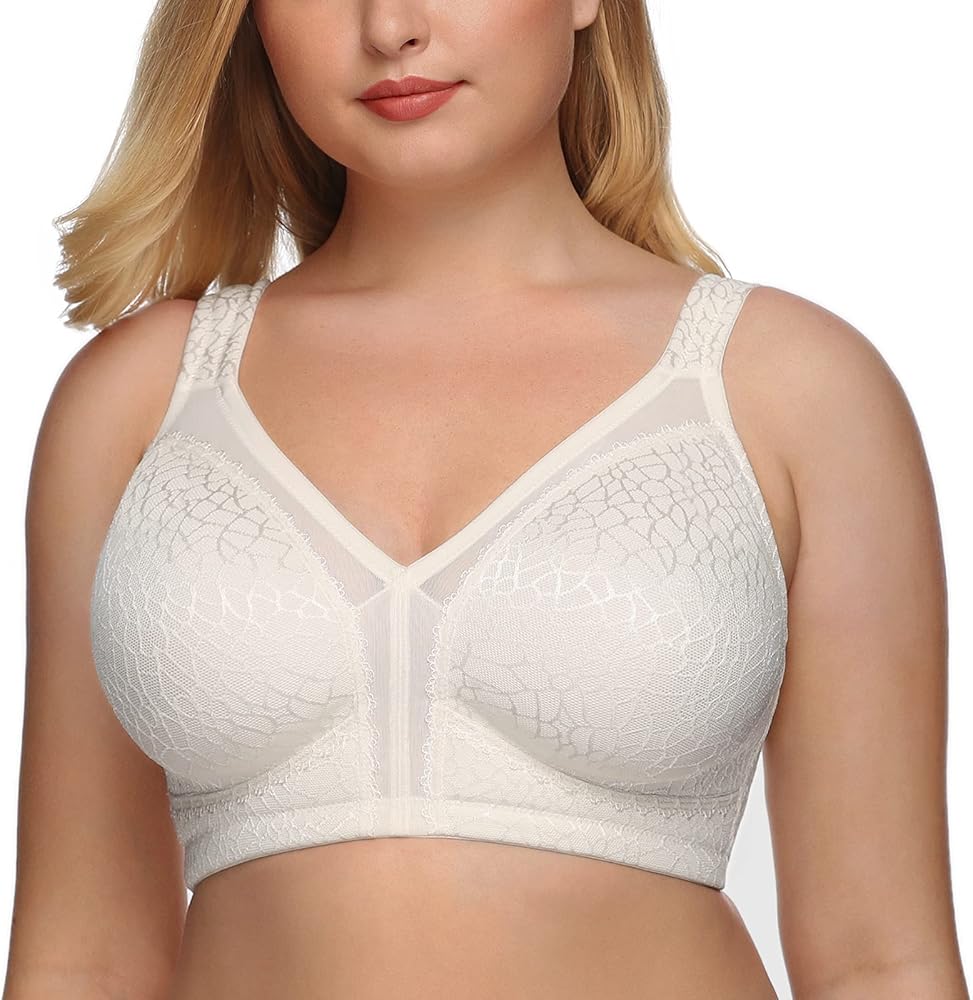 DotVol Women's Full Figure Minimizer Bras Comfort Large Busts Wirefree Non Padded Plus Size Bra