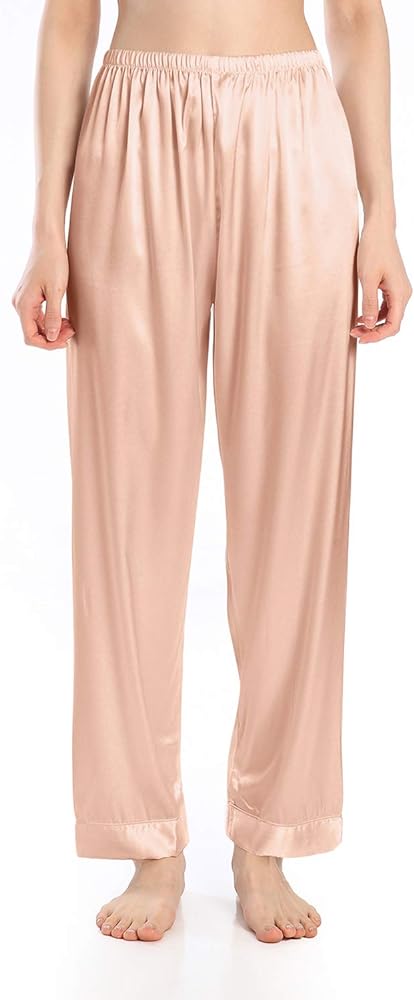 Wantschun Womens Satin Silk Sleepwear Long Pajamas Pants Nightwear Loungewear Pj Bottoms Trousers XXS-XXXL