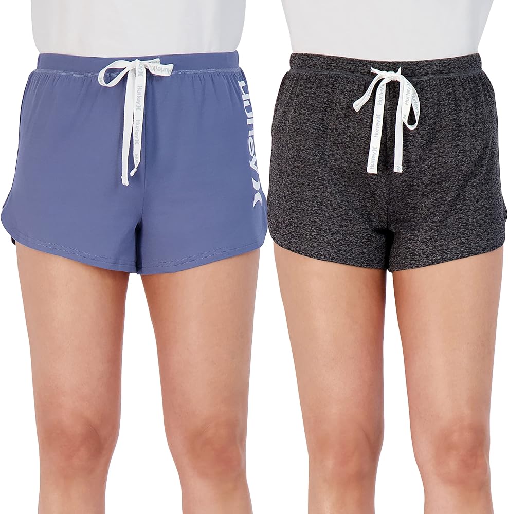 Hurley Pajama Shorts for Women, Hot Summer Shorts for Women Lounge Shorts, Fun Cute Comfy Sleep Shorts for Women 2-Pack