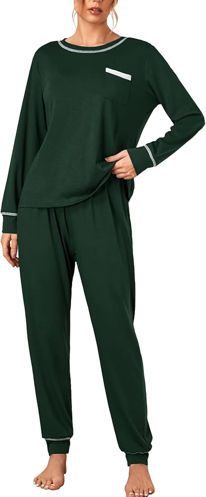 Women's Pajamas Sets Long Sleeve Pullover Top and Long Pants with Pockets Casual 2Pcs Lounge Sets