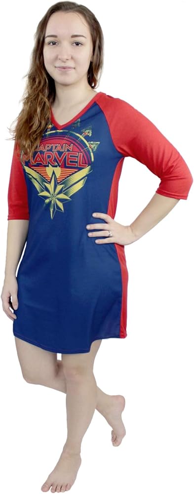 Marvel Captain Women's 3/4 Sleeve Dorm Nightgown Pajamas