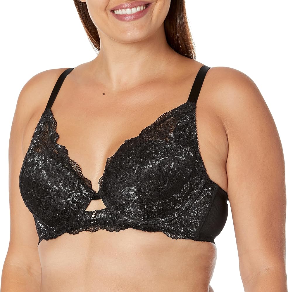 City Chic Plus Size Blythe Plunge Bra in Black, Size 14