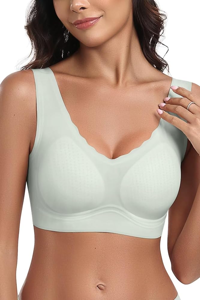 Vertvie Women Comfort Seamless Bras Wireless Push Up Pullover T-Shirt Bras Full Coverage Bralettes Thin Soft Everyday Bra