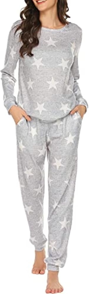 Ekouaer Pajama Sets Long Sleeve Jogger Sets 2 Piece Lounge Sets PJ Sets Sleepwear Loungewear for Women