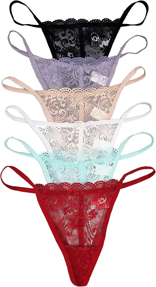 Vision Underwear 6 Pack Sexy Floral Lace G-String Thong Panties L266