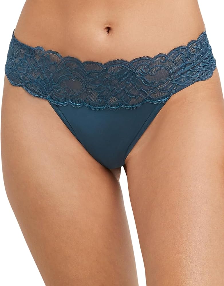 Maidenform Womens Sexy Must Haves Lace Thong, 7, Urchin Teal Bloom Lace