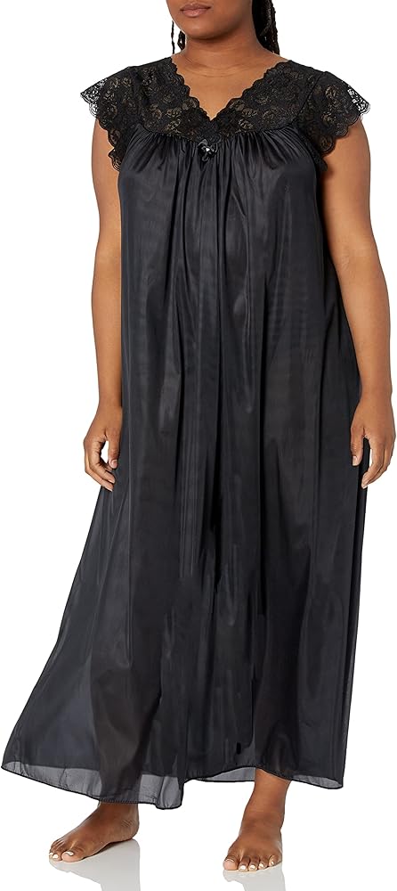 Shadowline Women's Plus-Size Silhouette 53 Inch Short Cap Sleeve Long Gown