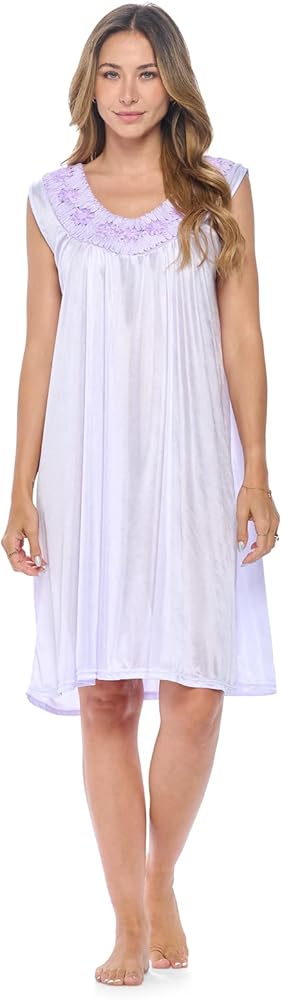 Casual Nights Women's Sleeveless Flower Satin Nightgown