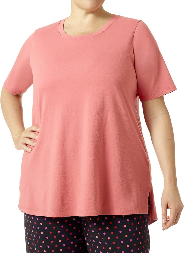 HUE Women's Crew Neck Short Sleeve Tunic Top