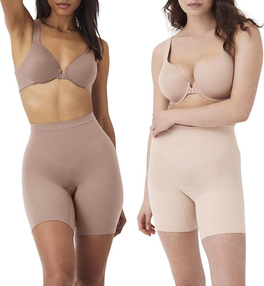 SPANX Seamless Power Short - Core Shapewear - Lightweight, All-Day Shaping - Comfortable Support - No Panty Lines - Body Shaper Shorts - Cafe Au Lait & Soft Nude, S