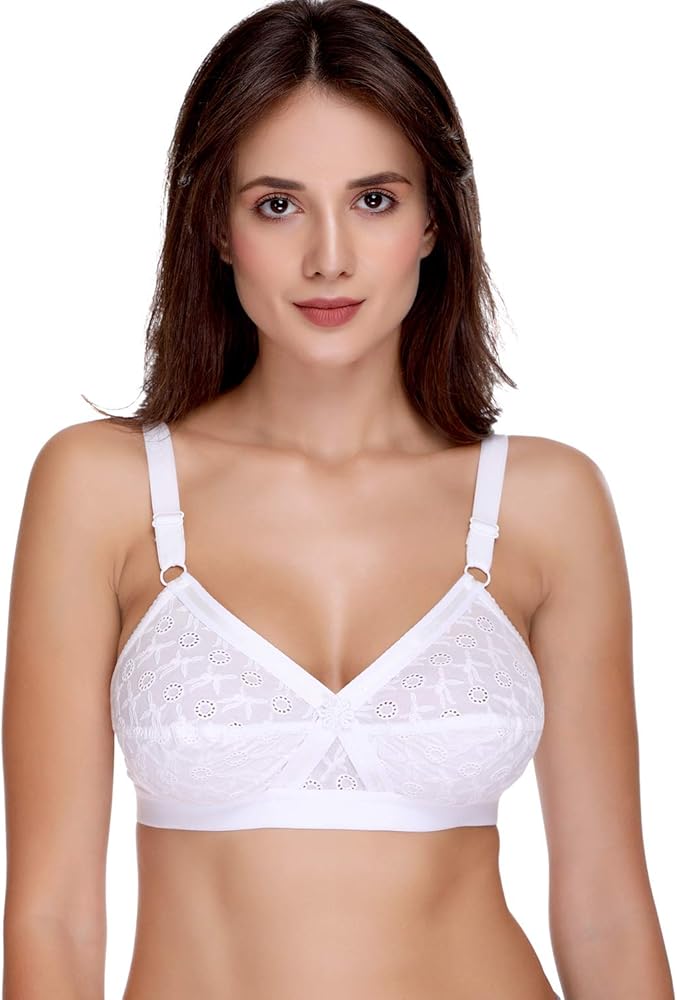 SONA Women's Cotton Cross Chiken Full Coverage Wireless Non Padded Bra