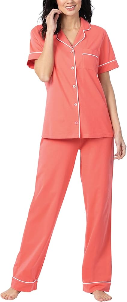 PajamaGram Women’s Pajamas - PJ For Women Set, Short Sleeve, 100% Cotton