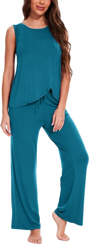 GYS Women's Pajama Sets Soft Sleeveless Tank Top with Pants Sleepwear Comfy Sleep Lounge Pj Set