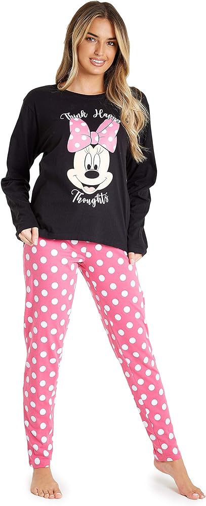 Disney Stitch Womens Pyjamas Set Nightwear Eeyore Minnie Mouse Long PJs Lounge Wear Women Teenagers S-2XL Stitch Gifts