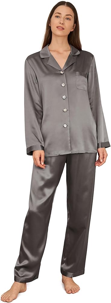 LilySilk Silk Pajamas for Women Pure Full Length Long 22 Momme 100% Mulberry Silk Luxury