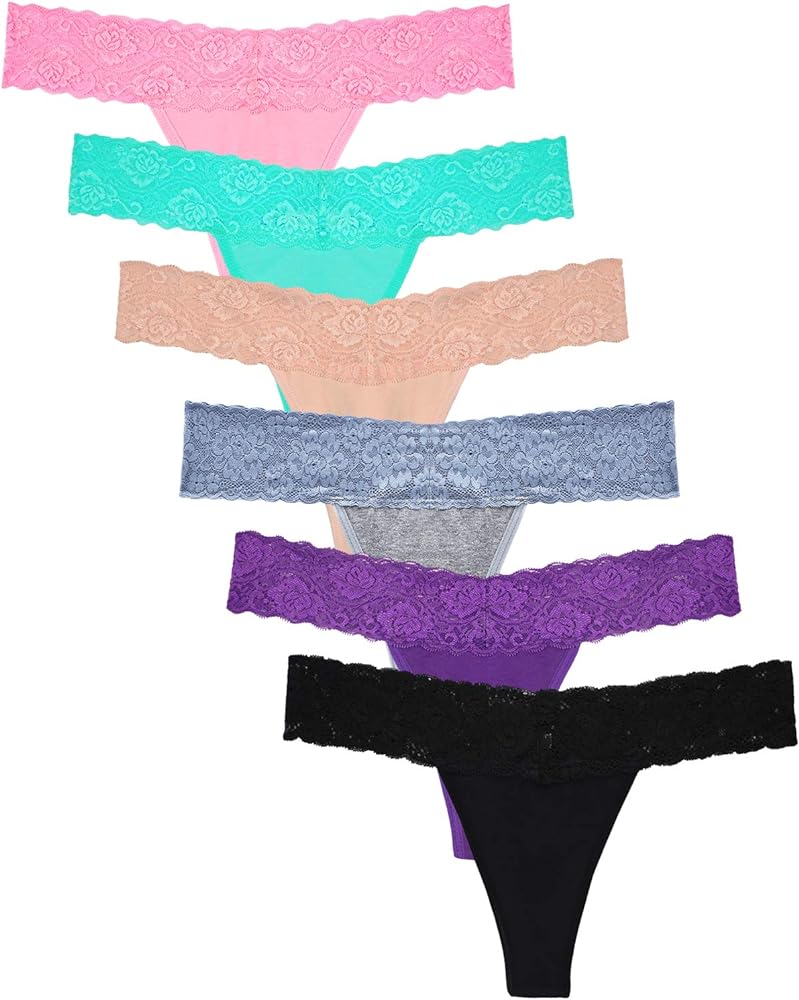 Sunm Boutique Lace Thongs for Women Thong Underwear Women Lace Panties Women Underwear Cotton Thongs for Women Pack