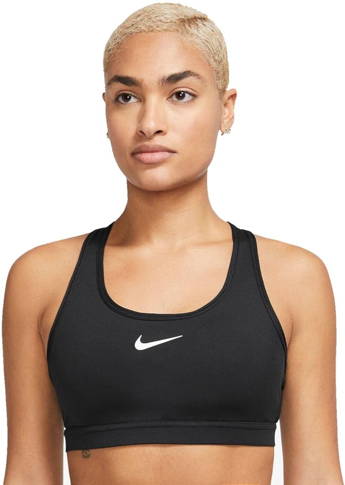 Nike Women's Swoosh Medium Support Sports Bra S Black | White