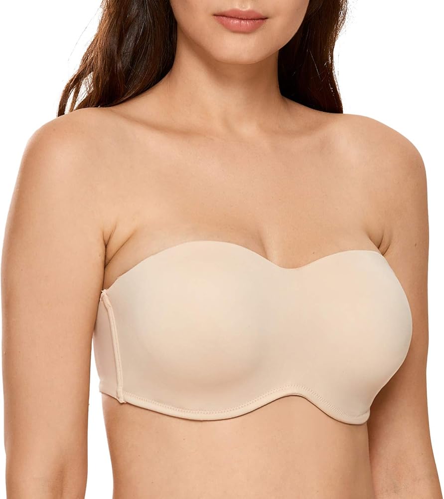 DELIMIRA Women's Strapless Bra Minimizer Seamless Underwire Unlined Bandeau for Big Bust