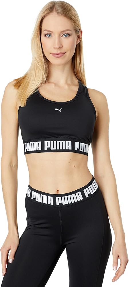 PUMA Women's Mid Impact Strong Bra, Black, Small