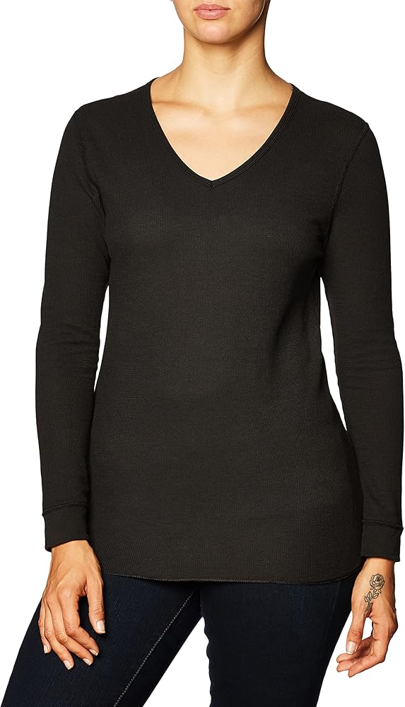 Fruit of the Loom Women's Micro Waffle Thermal V-Neck