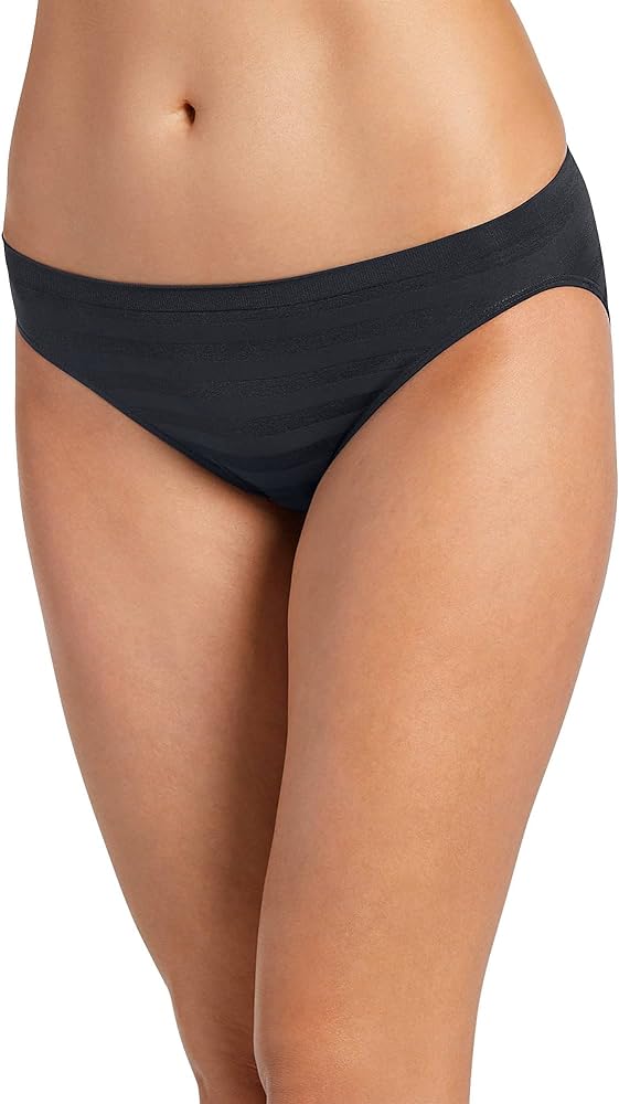 Jockey Women's Underwear Matte & Shine Seamfree Bikini, Black, 8