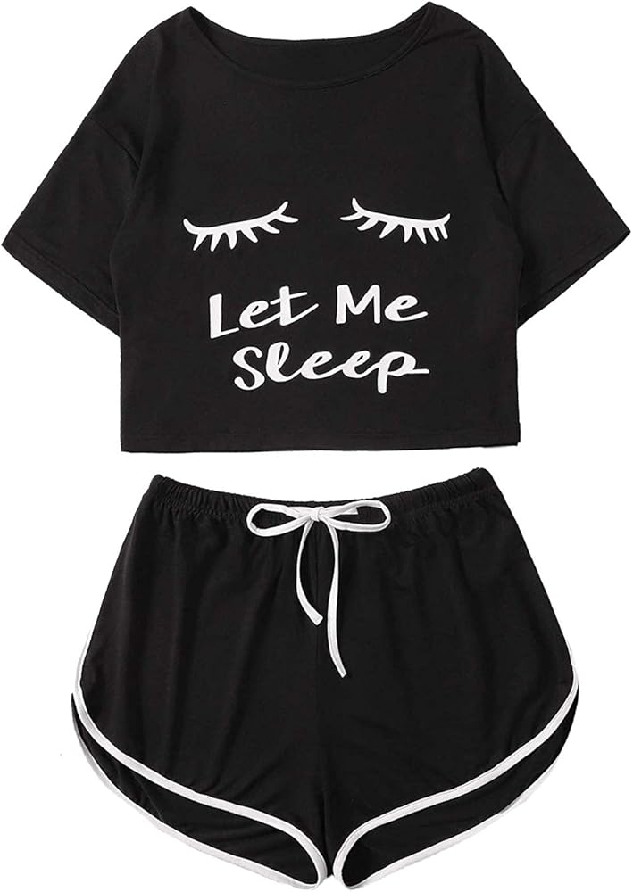 Milumia Women Cute Funny PJs Sets Short Sleeves Comfy Soft Sleepwear Loungewear Pajamas Set