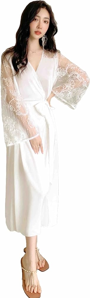 Womens Lounge Nightdress Silky Sleepwear Nightshirts Long Nightgown loose Nighty Outside Pajamas Bridal Nightwear