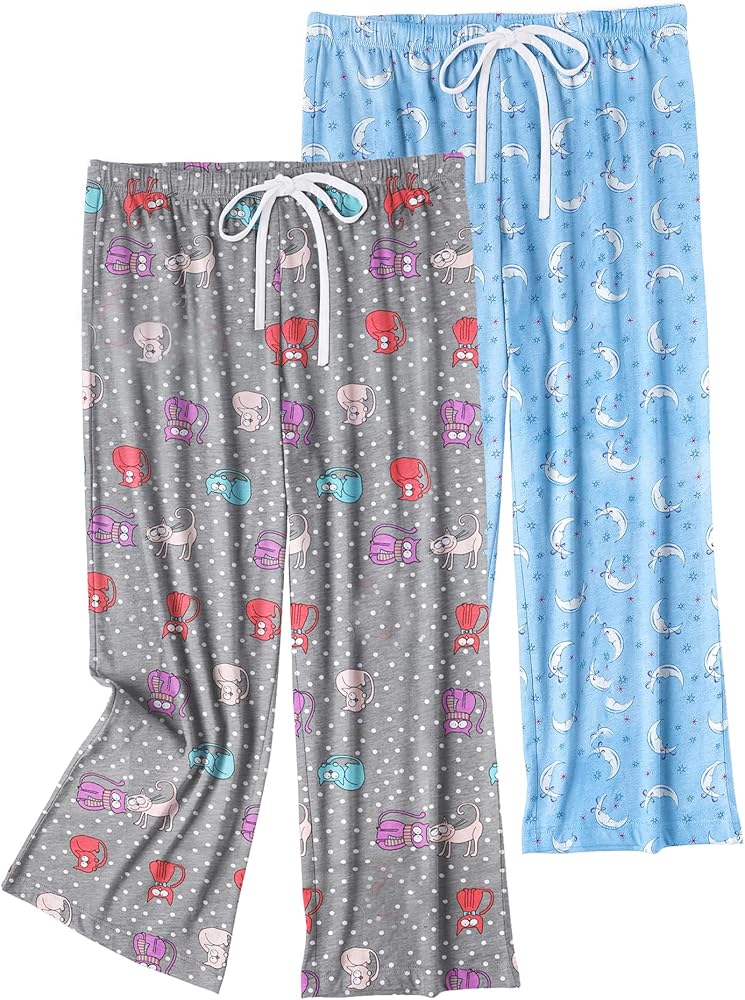 ENJOYNIGHT Women's Capri Pajama Pants Lounge Causal Bottoms Print Sleep Pants