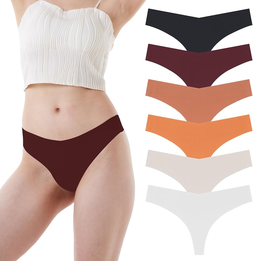 Seamless Thongs for Women No Show Thong Underwear, Breathable Comfortable Panties for Women's, Multi Pack