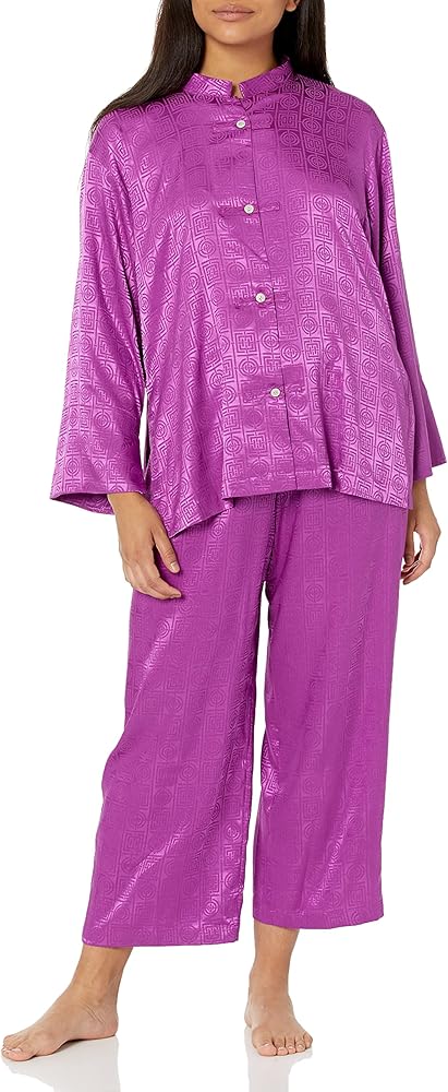 Natori womens Infinity Jacquard Mandarin Pj Length 26"/ Inseam 26"