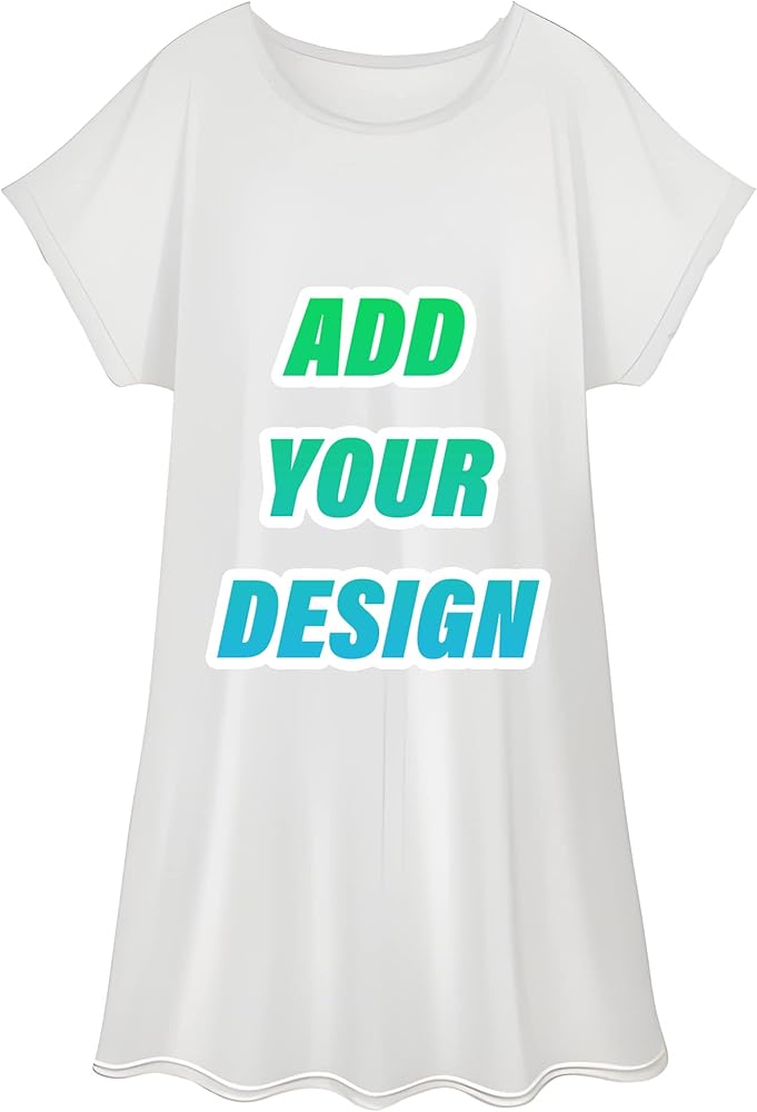 Custom Photo Text Nightgown Dress for Women Personalized Short Sleeve Sleepwear Loungewear