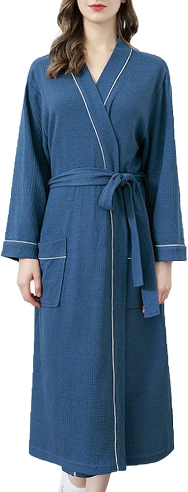 PEHMEA Women's Kimono Robes Lightweight V Neck Waffle Knit Bathrobe Sleepwear Loungewear