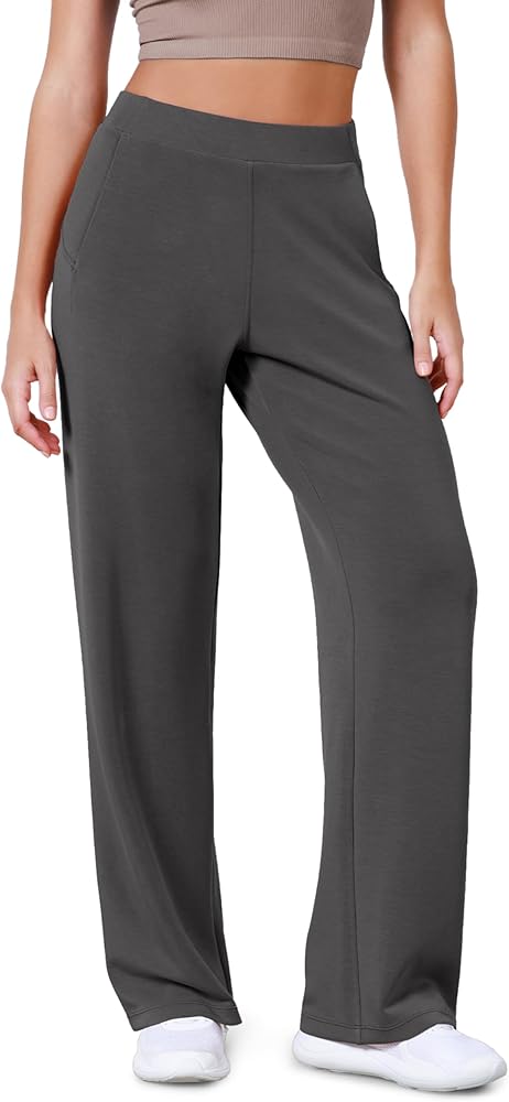 ODODOS Women's Modal Soft Wide Leg Pants Elastic High Waist Casual Lounge Relaxed Pants with Pockets - 27"/ 29" / 31" Inseam