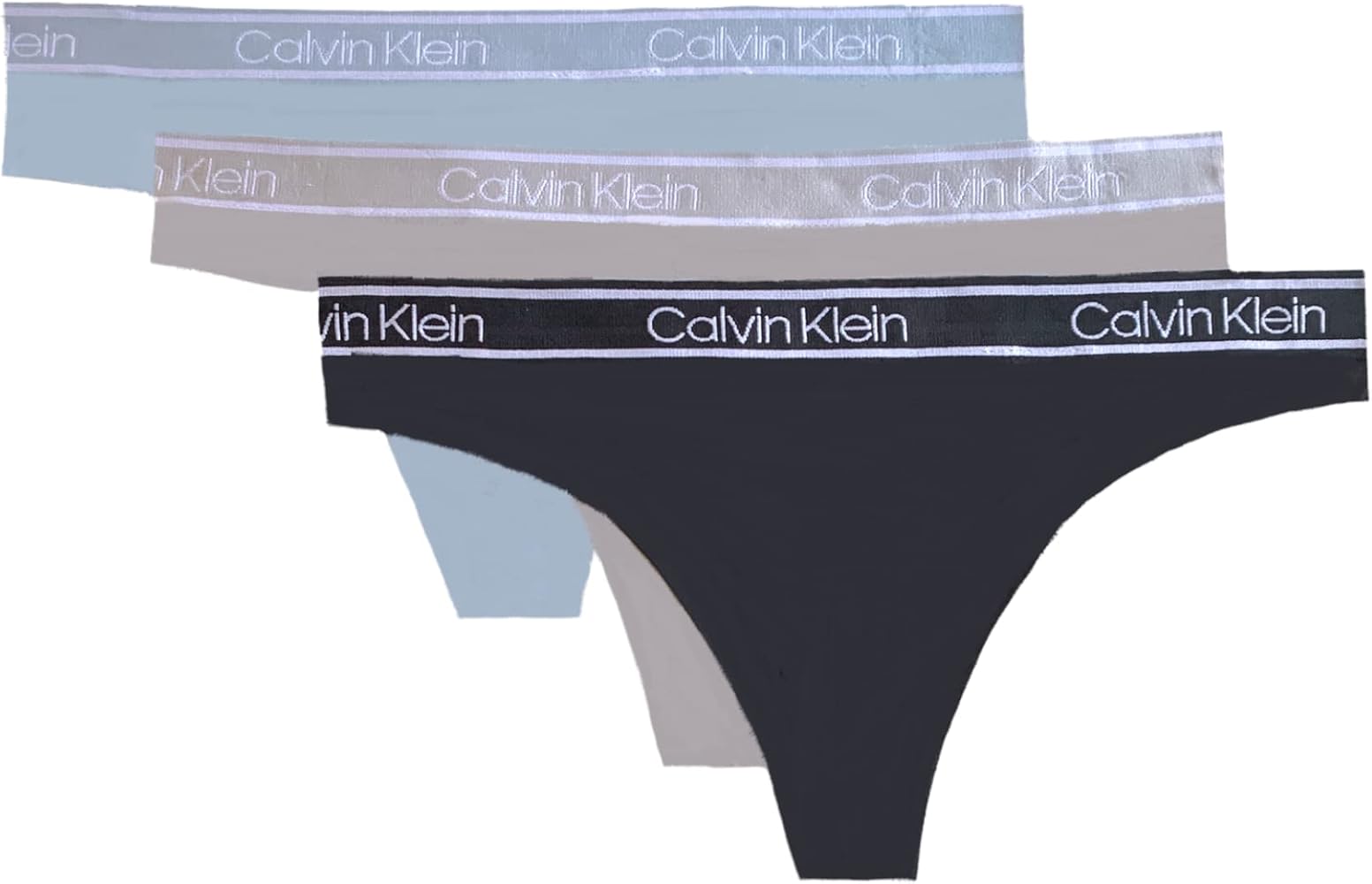 Calvin Klein Women`s Motive Cotton Thong 3 Pack (US, Alpha, Large, Regular, Regular, Black(qp2574-909)/N_b)