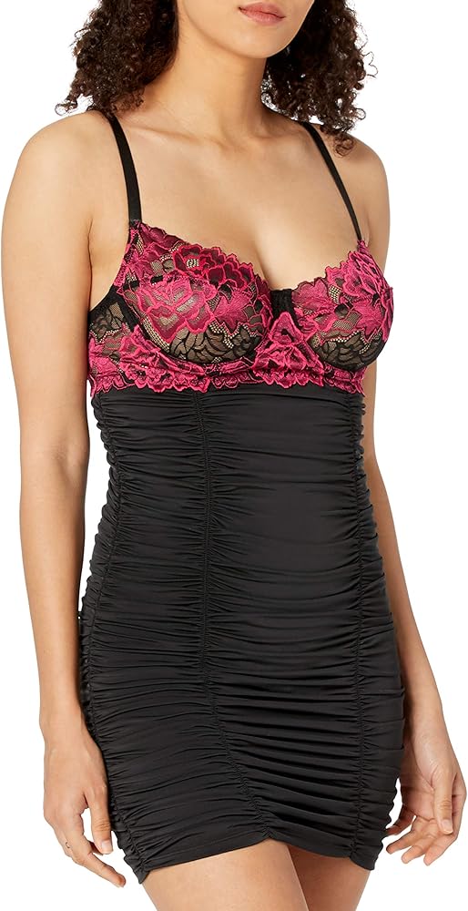 Coquette Women's Microfiber and Rose Lace Chemise