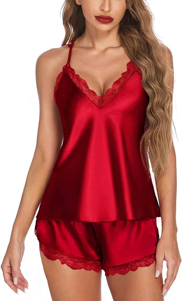 Avidlove Satin Pajamas Set Sleepwear Womens Sexy Lingerie Cami Shorts Set Nightwear S-XXL