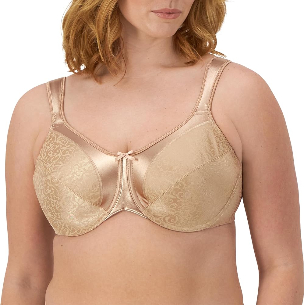 Bali Women's Minimizer Bra,Satin Tracings Underwire Bra,Bustline Slimmer,Full Coverage Bra