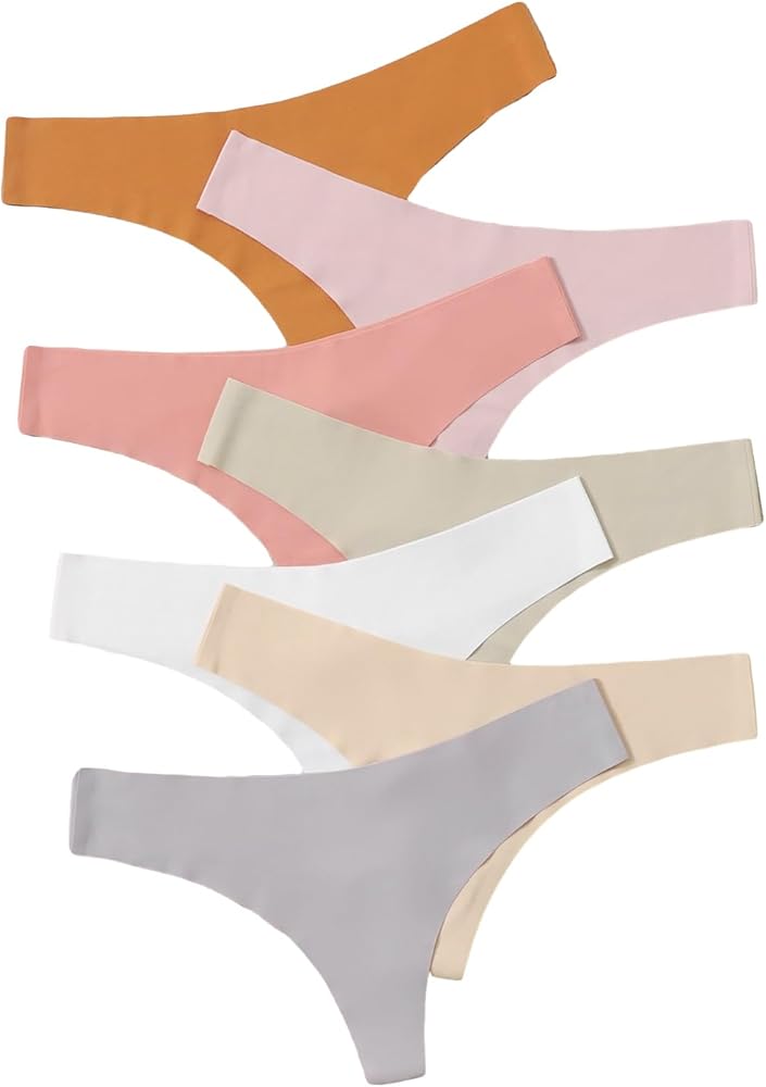 Verdusa Women's 6 Pack SeamlessThongs No Show Panties Activewear Briefs Underwear